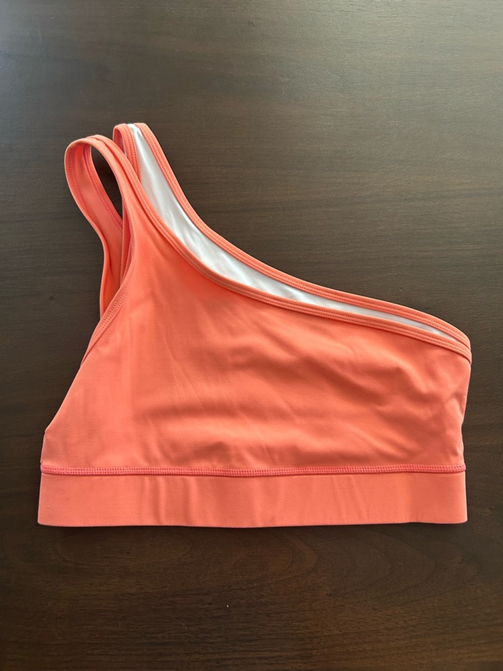 Fourlaps Women's One-Shoulder Solo Sports Bra Coral Small Athletic Intimates